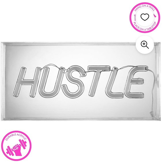 Urban Shop LED Neon Hustle Light-up Clear Acrylic Box, Pink - Picture 5 of 10